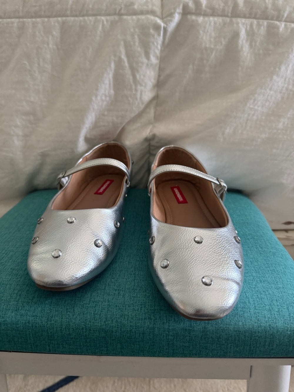 UNIONBAY Silver Studded Mary Jane Flats